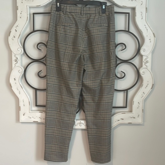 ZARA TRF HI-RISE BUTTON FLY PLAID TROUSERS BLACK/BROWN SIZE SMALL - Picture 6 of 9